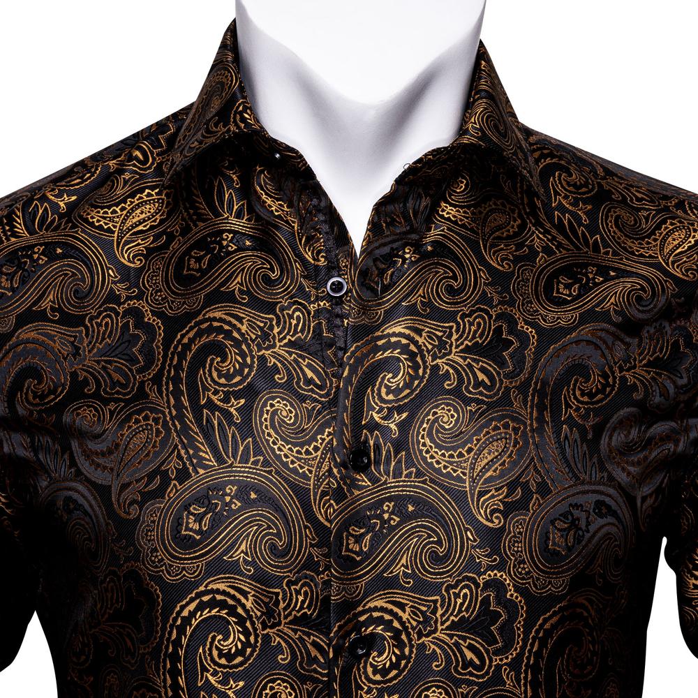 Gold and Black Paisley Dress Shirt - GentCrest - View 2