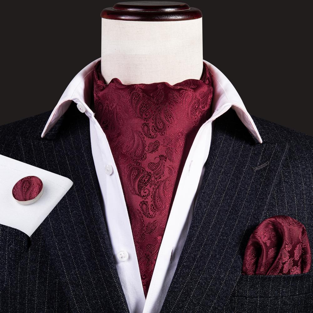 Deep Red Paisley Ascot Set - GentCrest