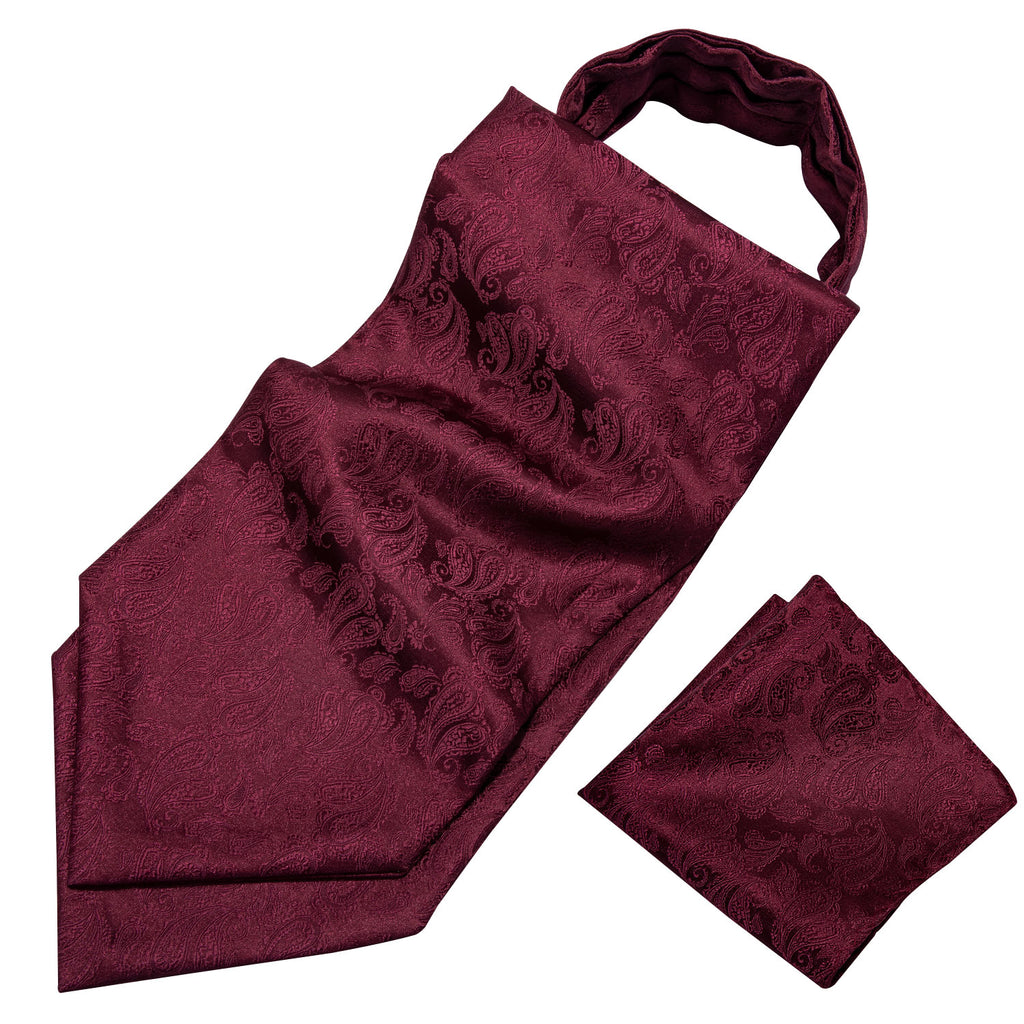 Deep Red Paisley Ascot Set - GentCrest - View 4