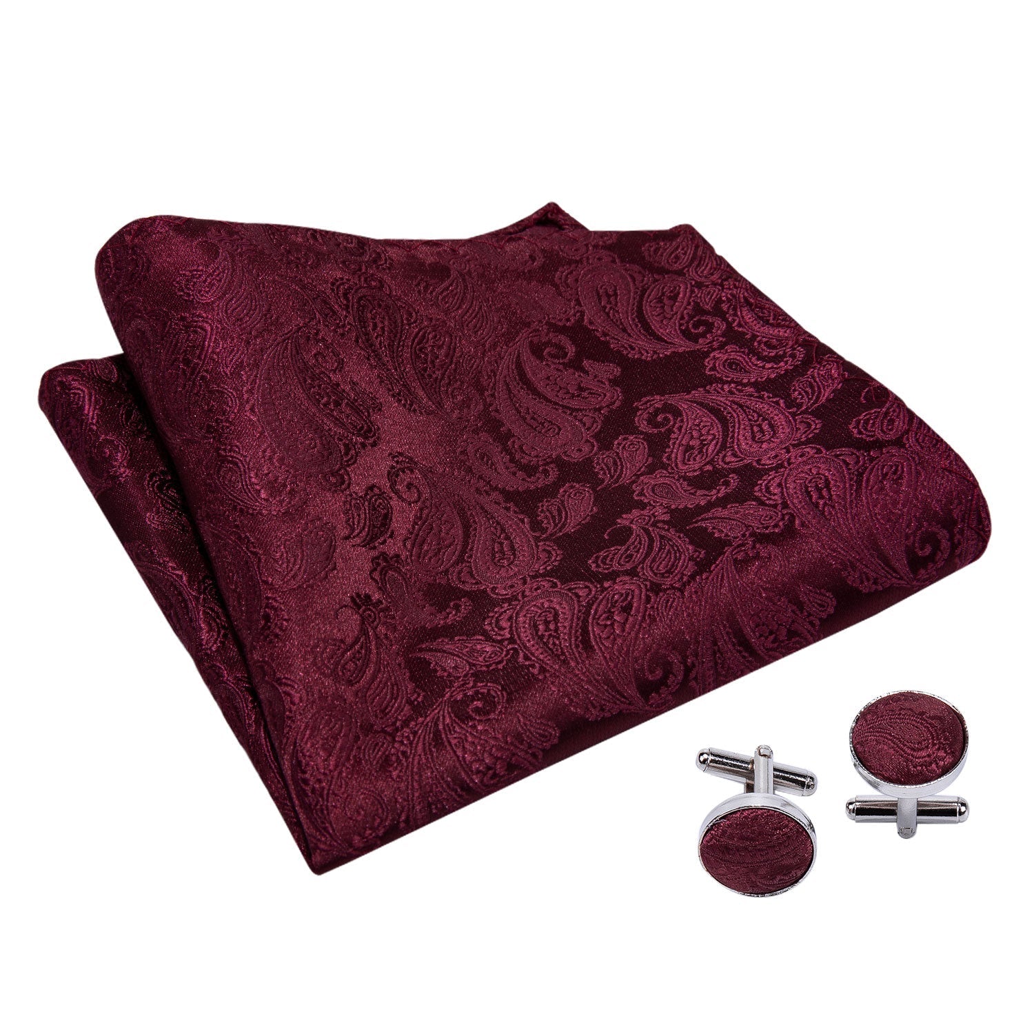 Red Paisley 3-Piece Ascot Set - GentCrest - View 9