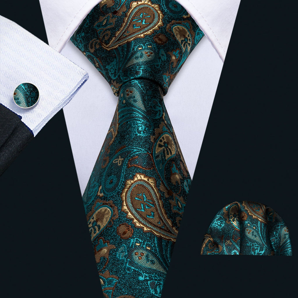 GentCrest Blue Paisley Tie Hanky Cufflinks Set - Image 1