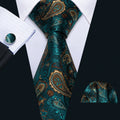 GentCrest Blue Paisley Tie Hanky Cufflinks Set - Image 1