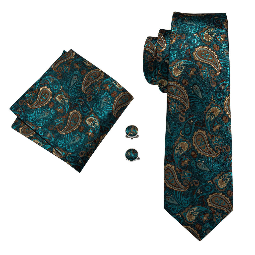 GentCrest Blue Paisley Tie Hanky Cufflinks Set - Image 3