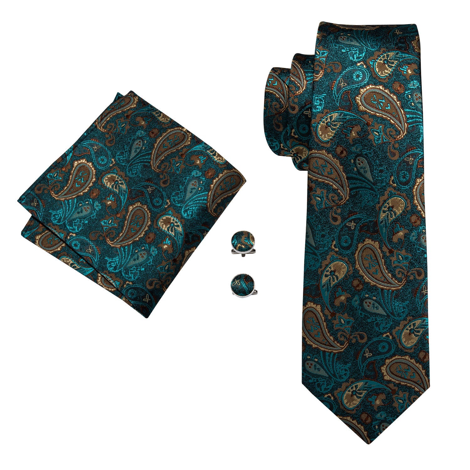 GentCrest Blue Paisley Tie Hanky Cufflinks Set - Image 3