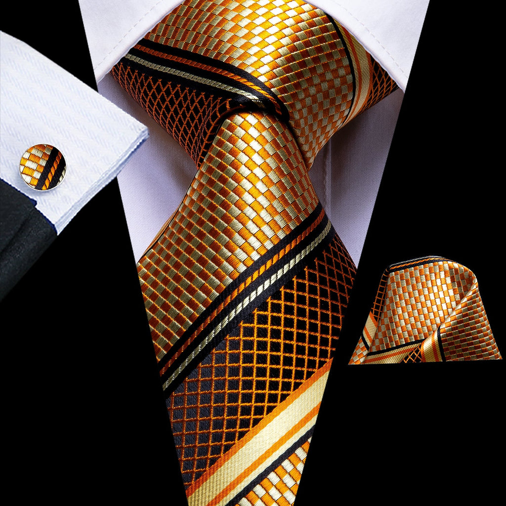 GentCrest Gold Striped Tie Hanky Cufflinks Set - Image 1