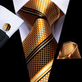 GentCrest Gold Striped Tie Hanky Cufflinks Set - Image 1