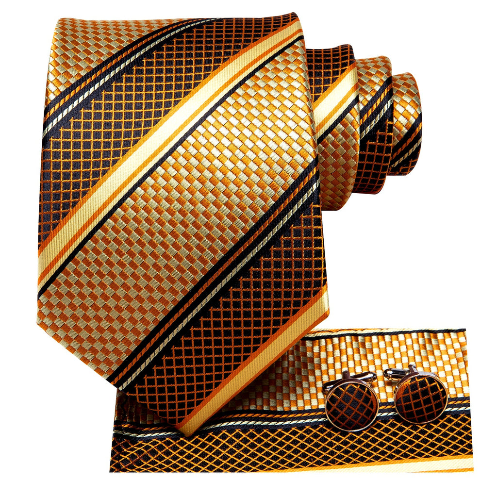 GentCrest Gold Striped Tie Hanky Cufflinks Set - Image 2