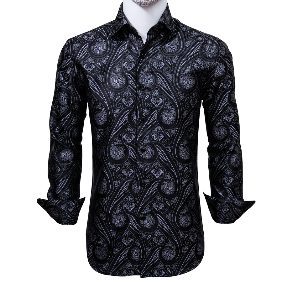 Black and White Paisley Dress Shirt - GentCrest - View 4