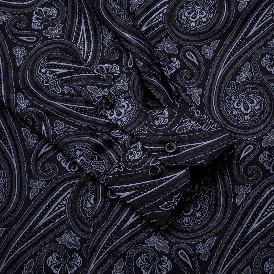 Black and White Paisley Dress Shirt - GentCrest - View 2