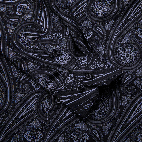 Black and White Paisley Dress Shirt - GentCrest - View 2