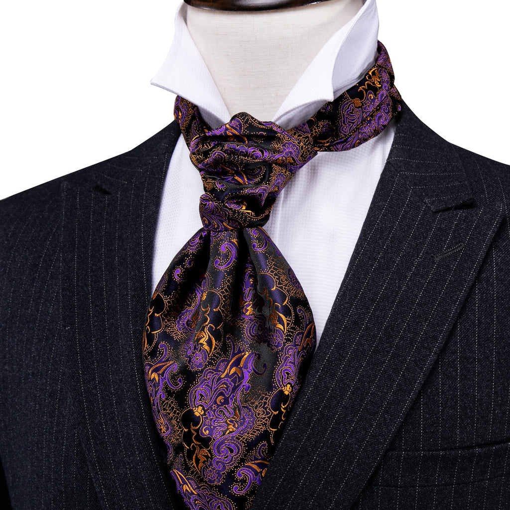 Black Golden Paisley Ascot Set - GentCrest - View 6