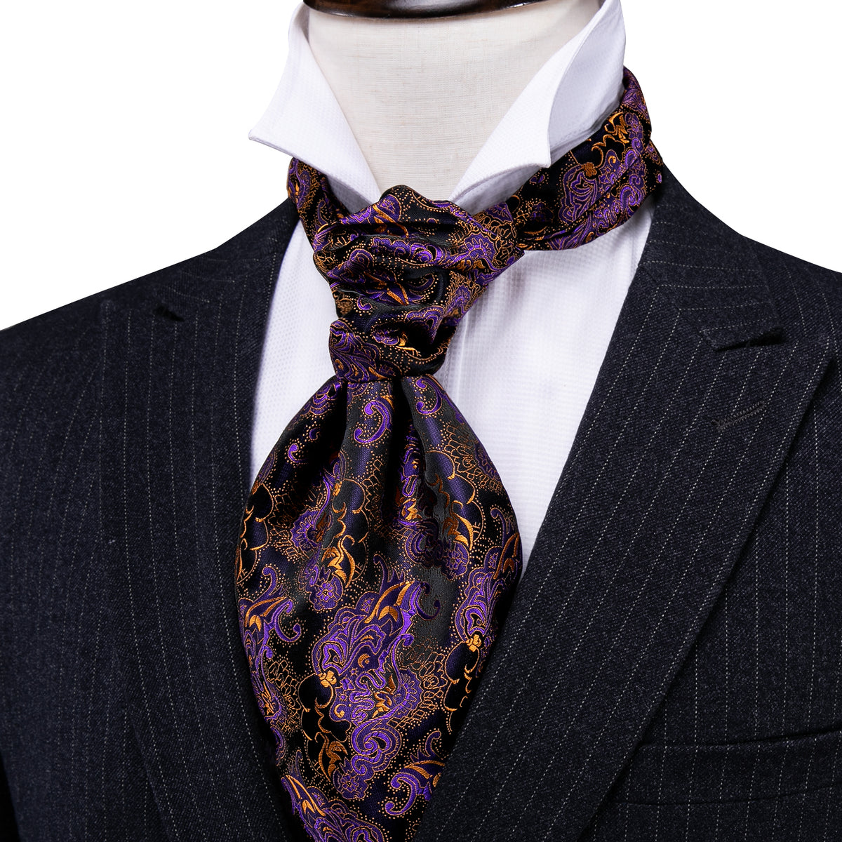 Black Golden Paisley Ascot Set - GentCrest - View 6