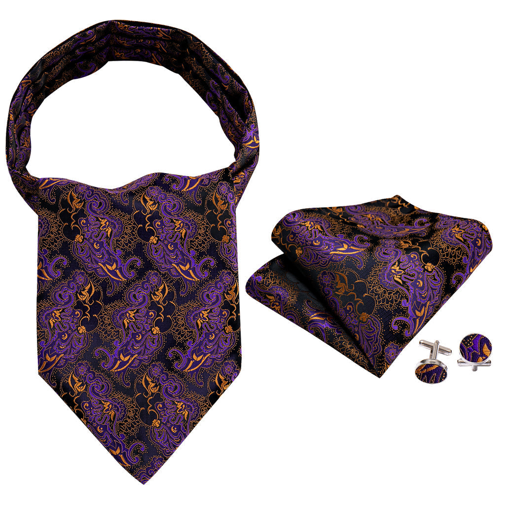 Black Golden Paisley Ascot Set - GentCrest