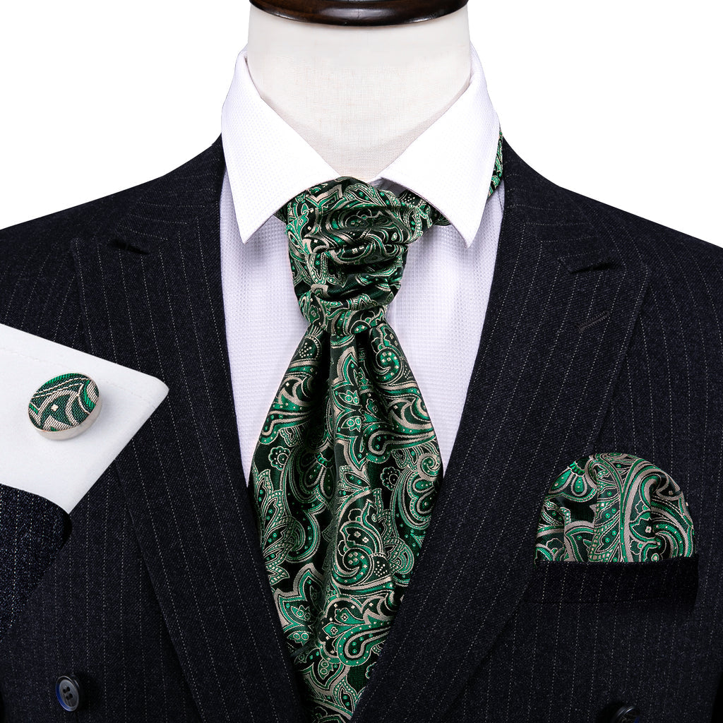 Green Novelty Paisley Ascot Set - GentCrest - View 3