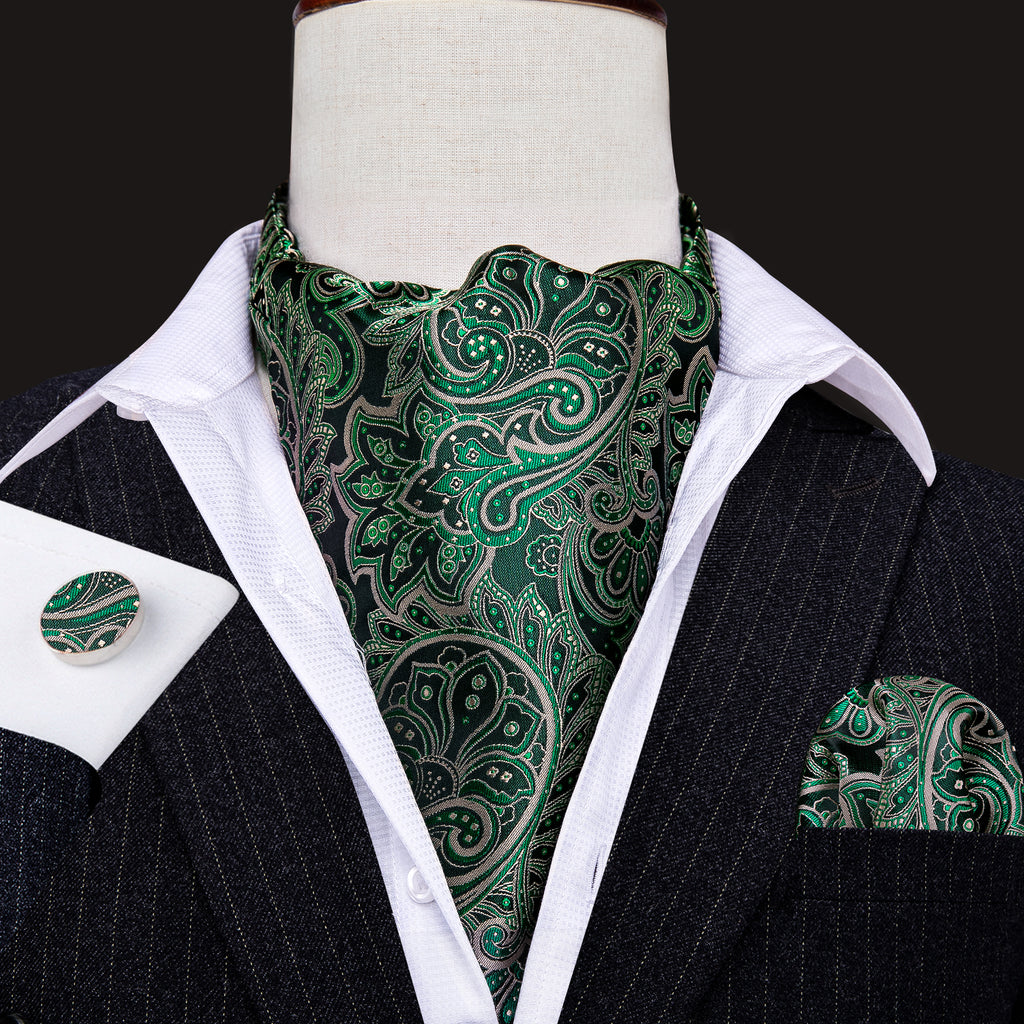 Green Novelty Paisley Ascot Set - GentCrest - View 2