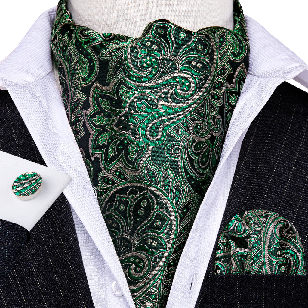 Green Novelty Paisley Ascot Set - GentCrest - View 4