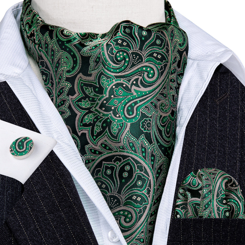 Green Novelty Paisley Ascot Set - GentCrest - View 5