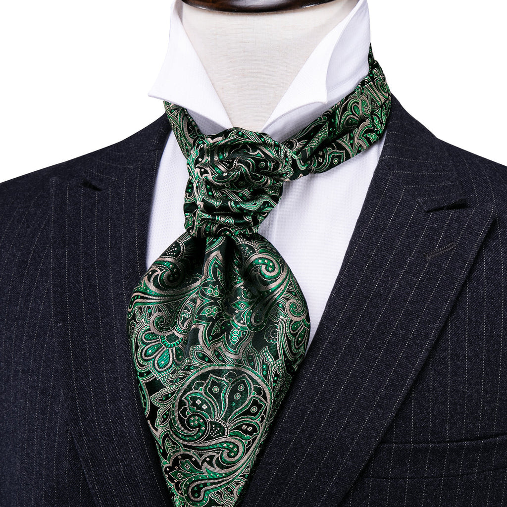 Green Novelty Paisley Ascot Set - GentCrest