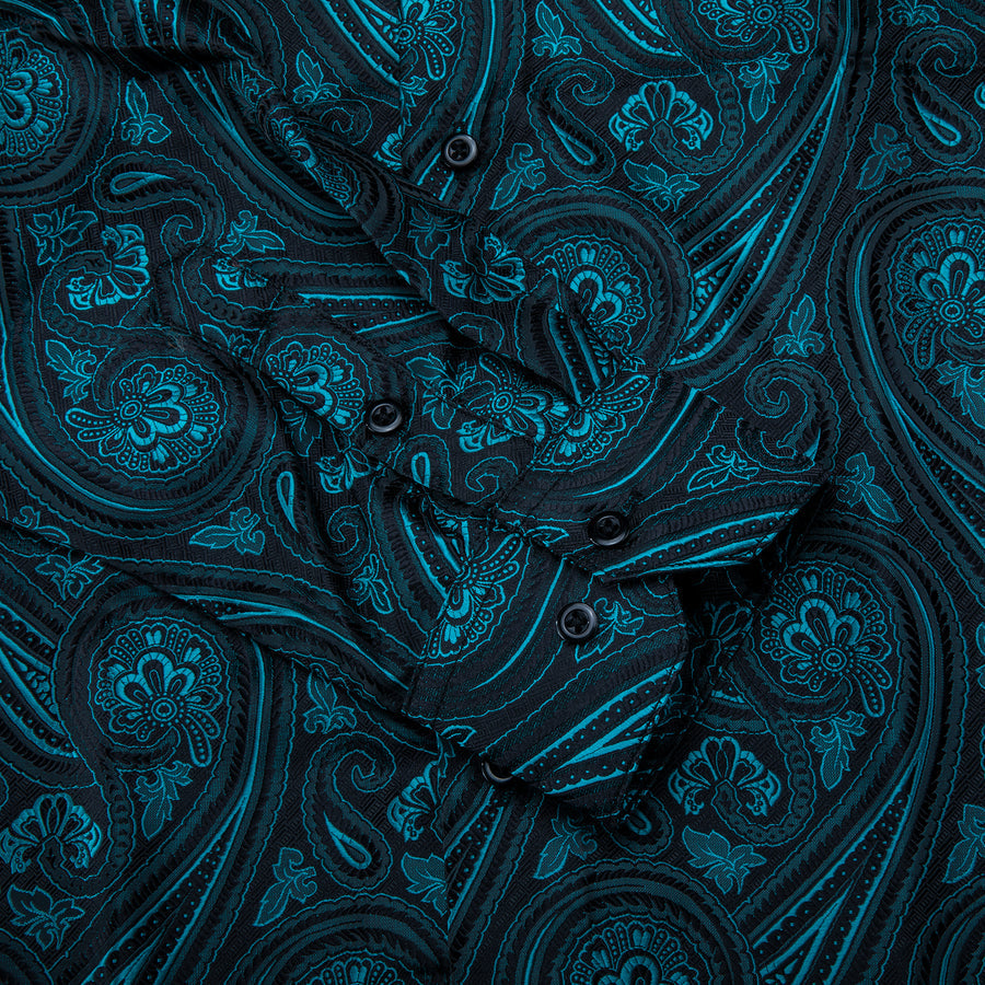Black and Blue Paisley Dress Shirt - GentCrest - View 2