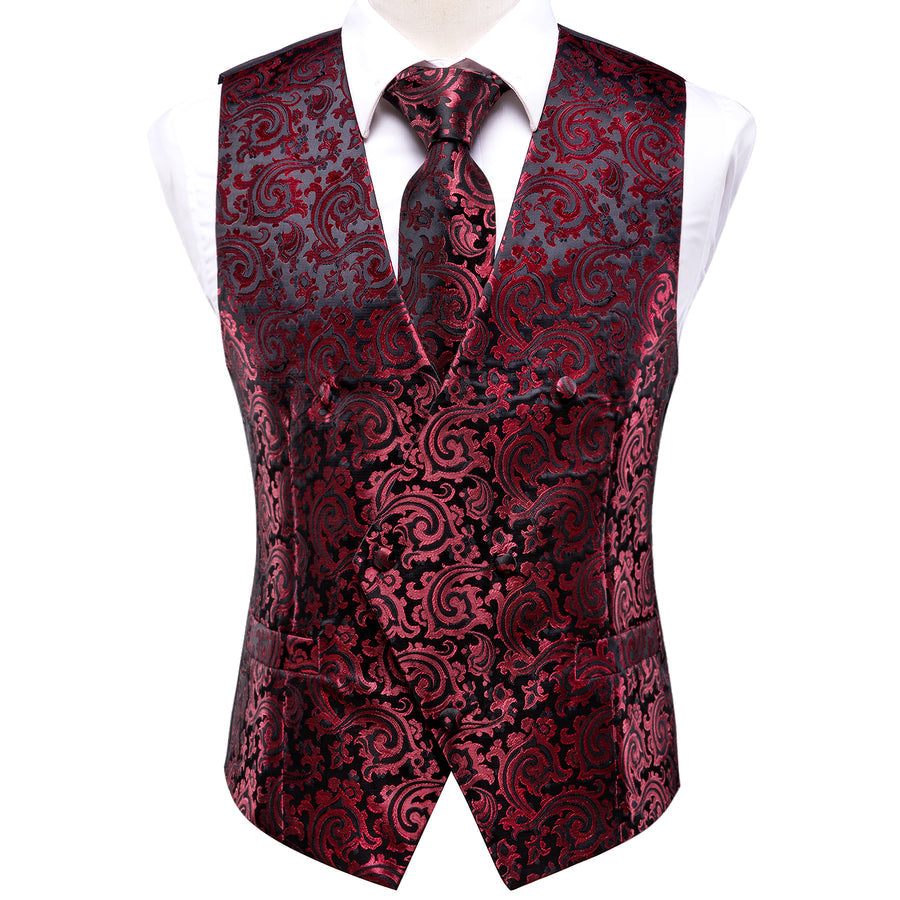 Scarlet & Ebony Paisley Vest Set - GentCrest - View 3