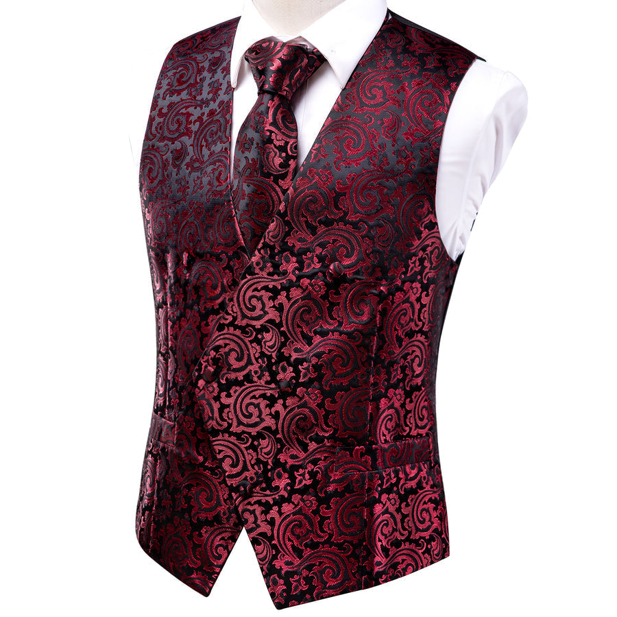 Scarlet & Ebony Paisley Vest Set - GentCrest - View 5