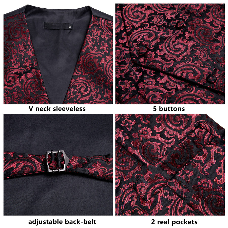 Scarlet & Ebony Paisley Vest Set - GentCrest - View 7