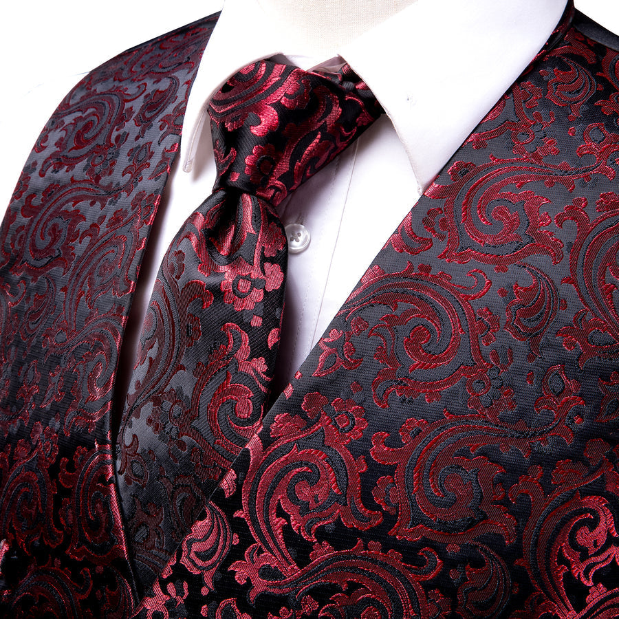 Scarlet & Ebony Paisley Vest Set - GentCrest - View 2