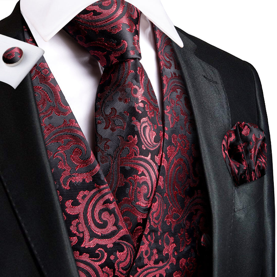 Scarlet & Ebony Paisley Vest Set - GentCrest