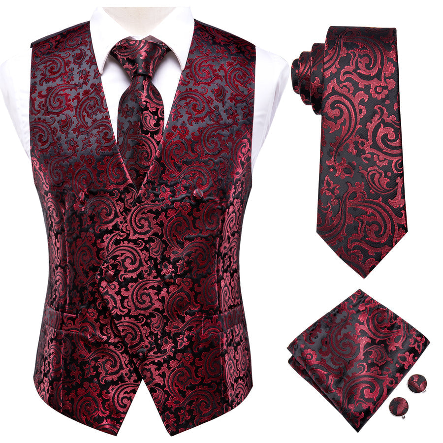 Scarlet & Ebony Paisley Vest Set - GentCrest - View 4