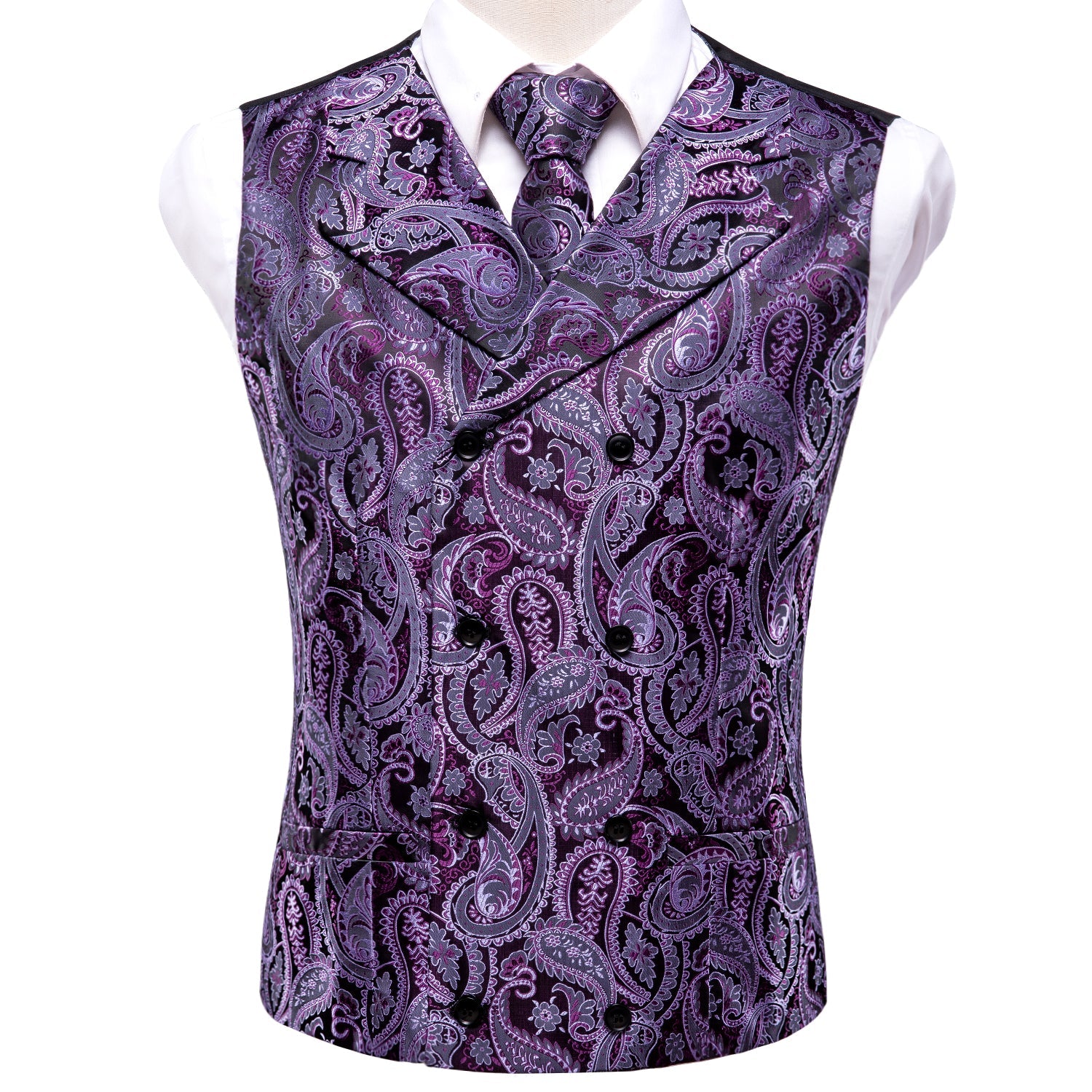 GentCrest Purple Paisley Vest Set - Image 4