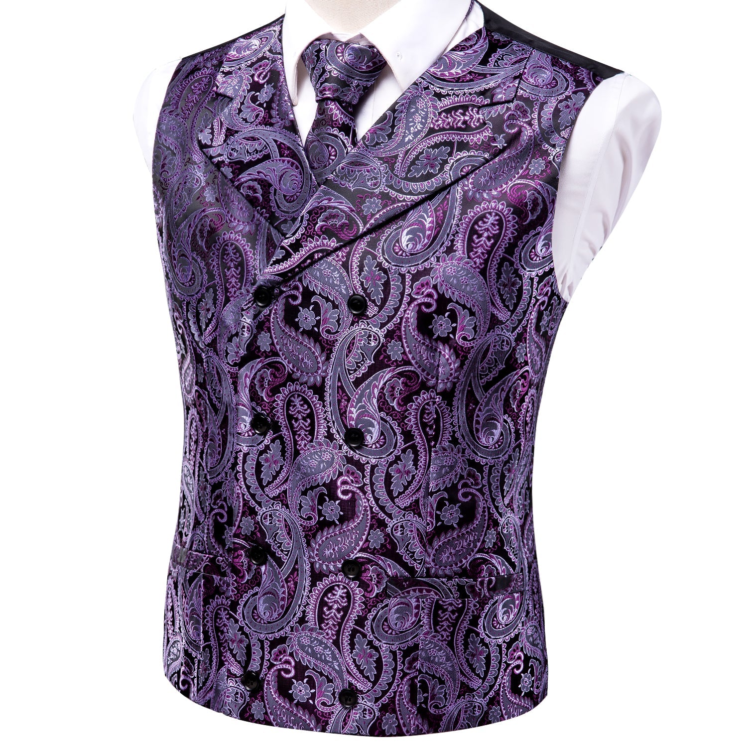 GentCrest Purple Paisley Vest Set - Image 6
