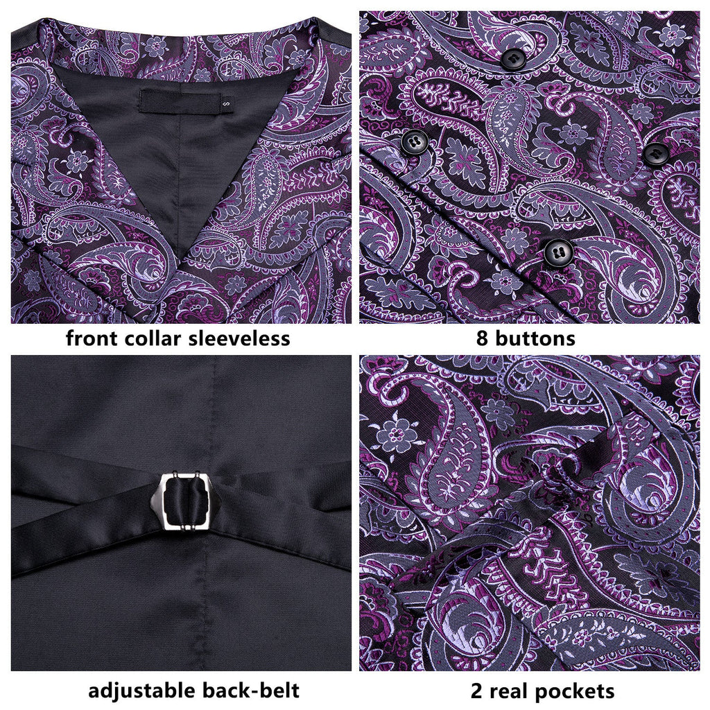 GentCrest Purple Paisley Vest Set - Image 7