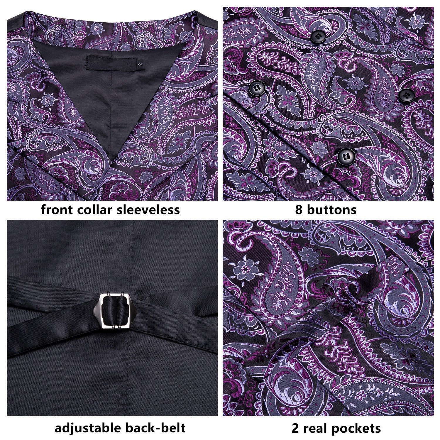 GentCrest Purple Paisley Vest Set - Image 7