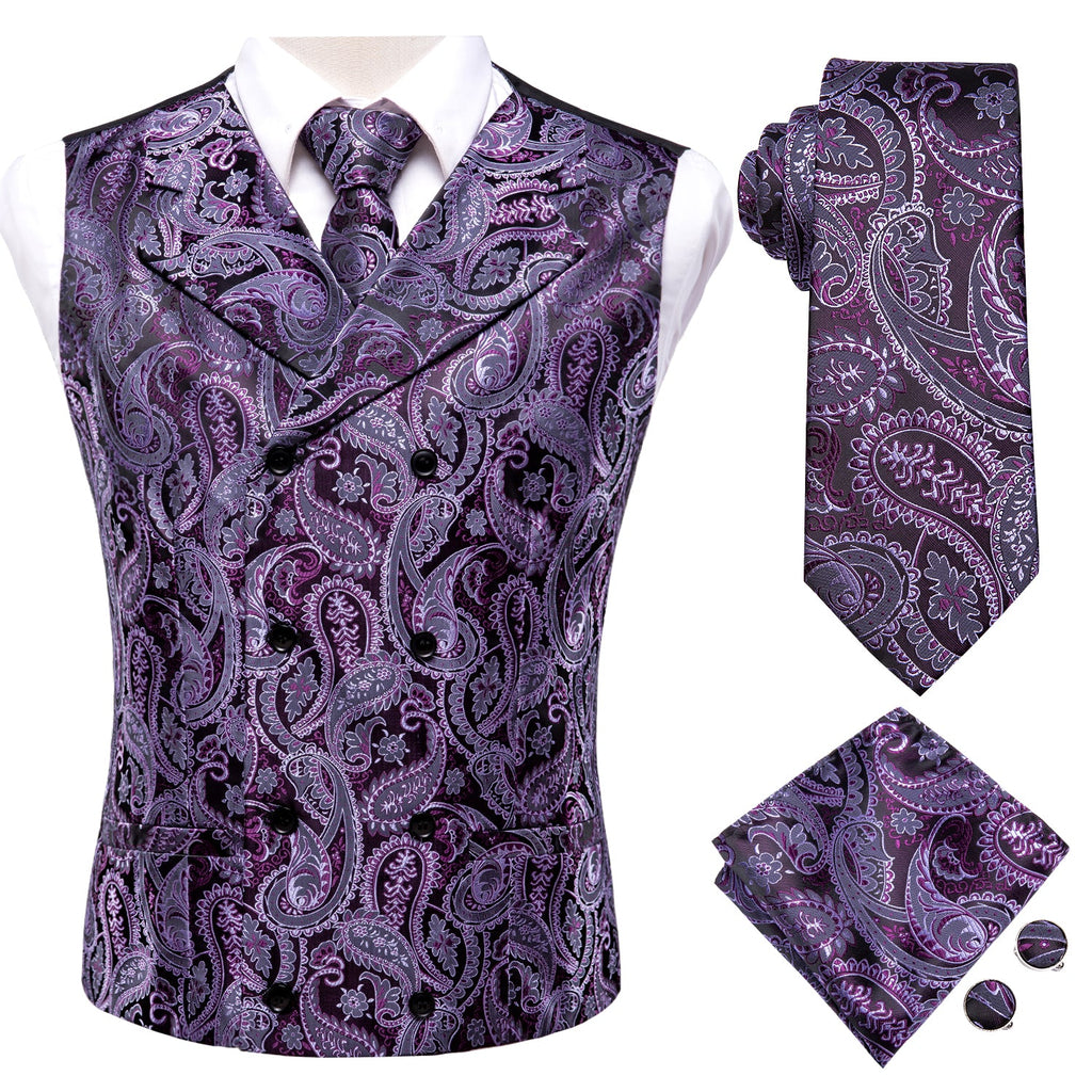 GentCrest Purple Paisley Vest Set - Image 5