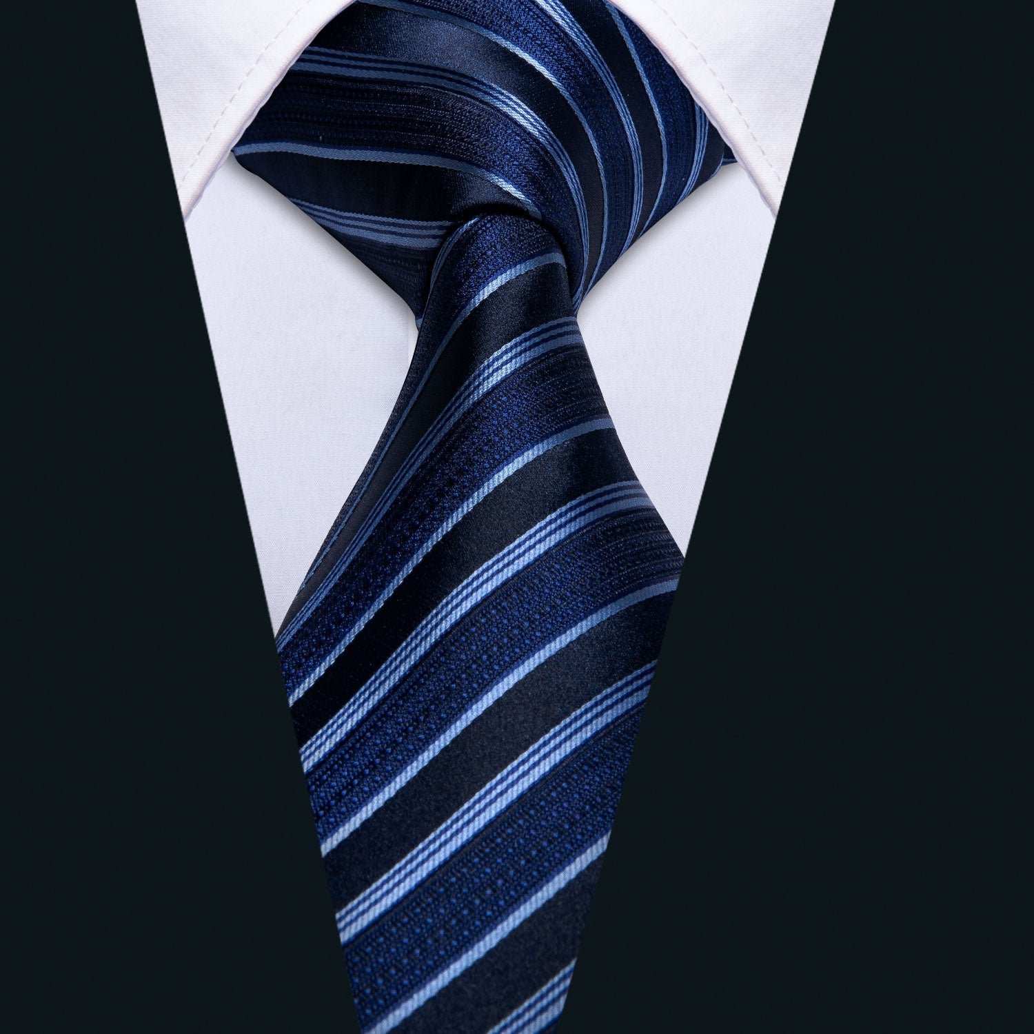 GentCrest Blue Striped Tie Hanky Cufflinks Set - Image 2