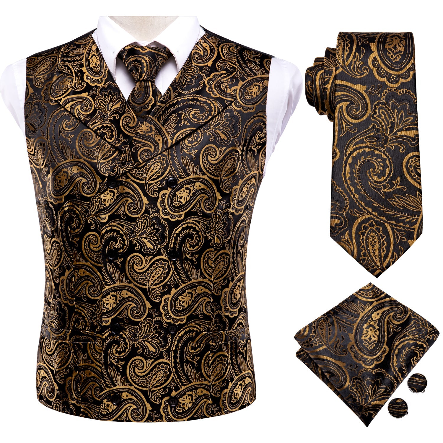 GentCrest Black Paisley Vest Set - Image 5