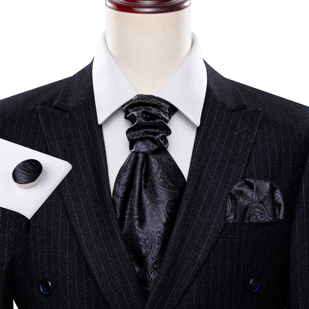 Black Floral Ascot Set - GentCrest - View 2