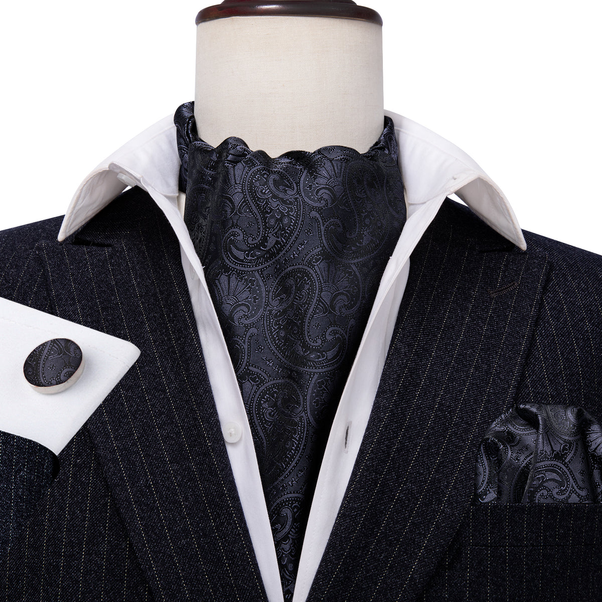 GentCrest Black Floral Ascot - Image 1
