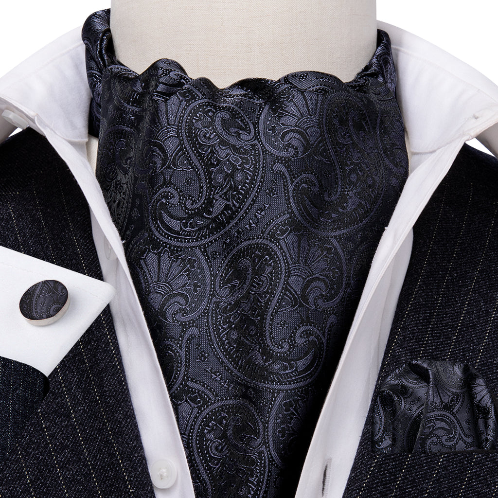 Black Floral Ascot Set - GentCrest - View 5