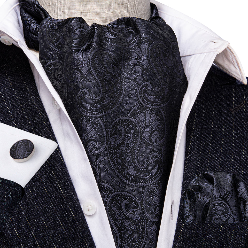 Black Floral Ascot Set - GentCrest - View 4