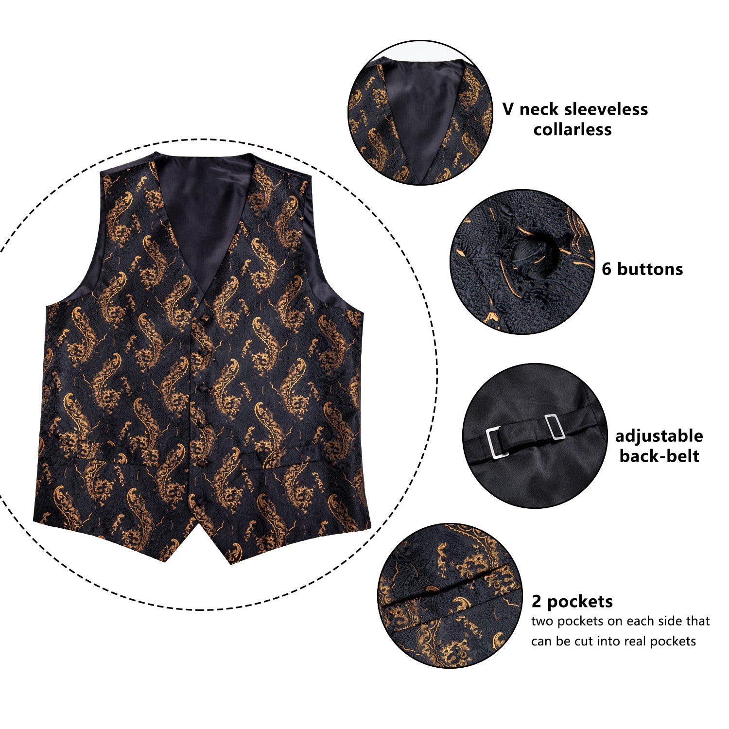 GentCrest Black Paisley Vest Set - Image 9