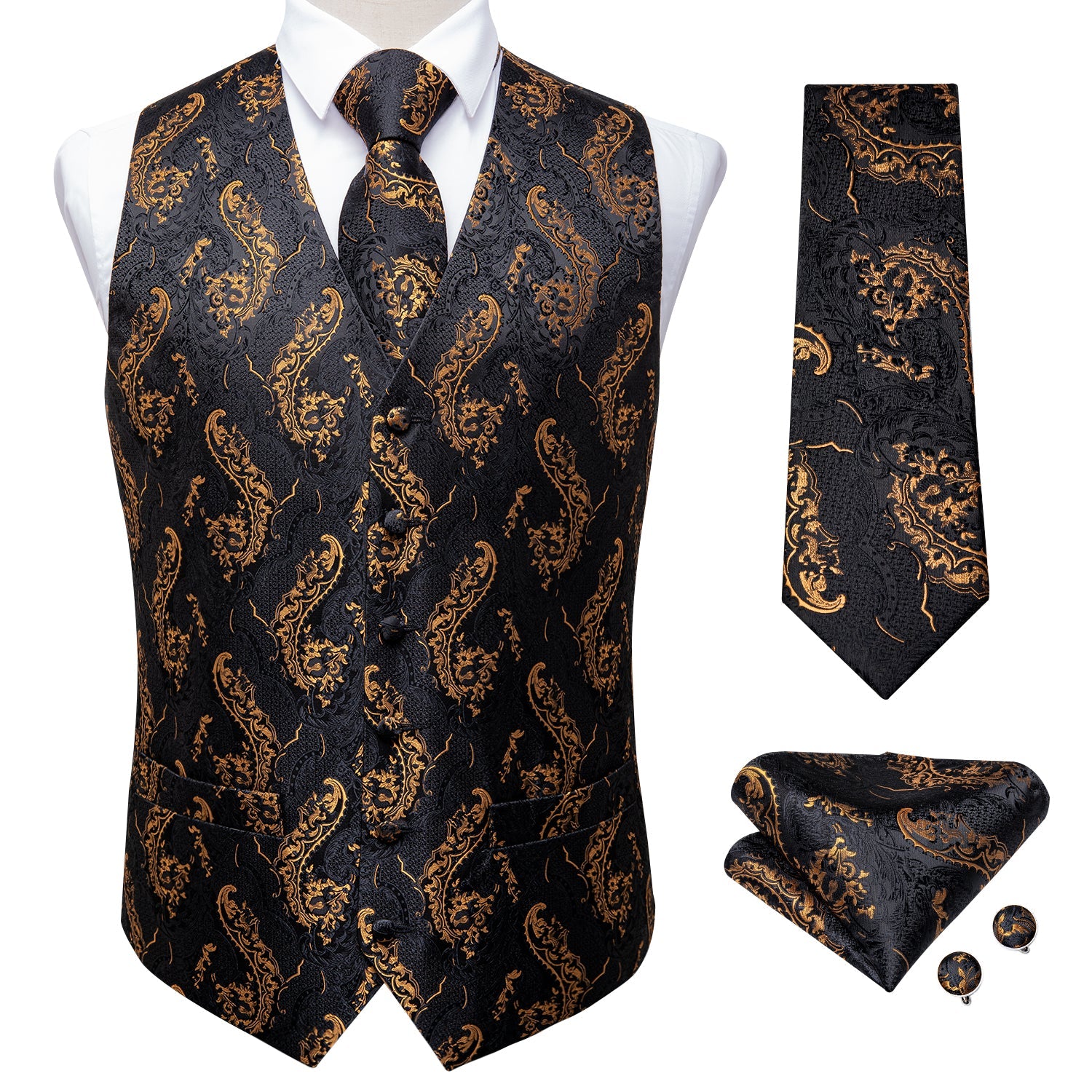 GentCrest Black Paisley Vest Set - Image 6