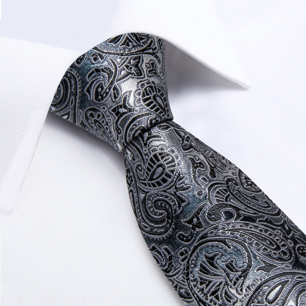 GentCrest Black Paisley Tie Hanky Cufflinks Set - Image 7