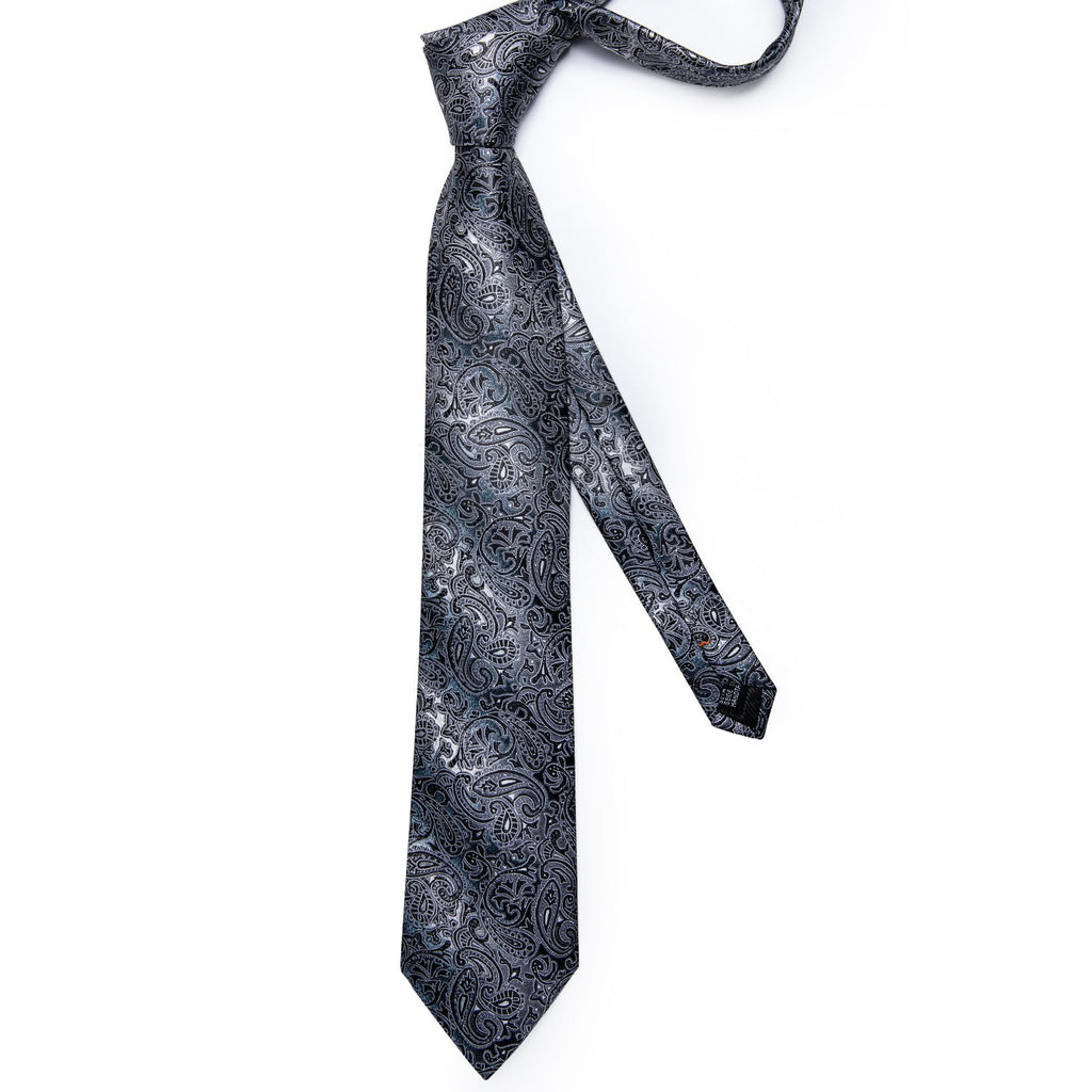 GentCrest Black Paisley Tie Hanky Cufflinks Set - Image 5