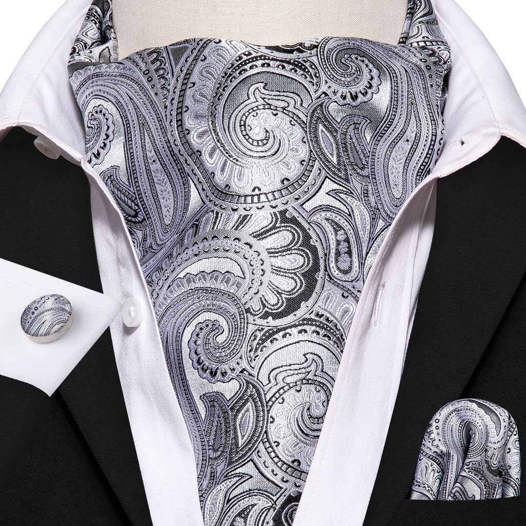 Silver Floral Ascot Set - GentCrest - View 4