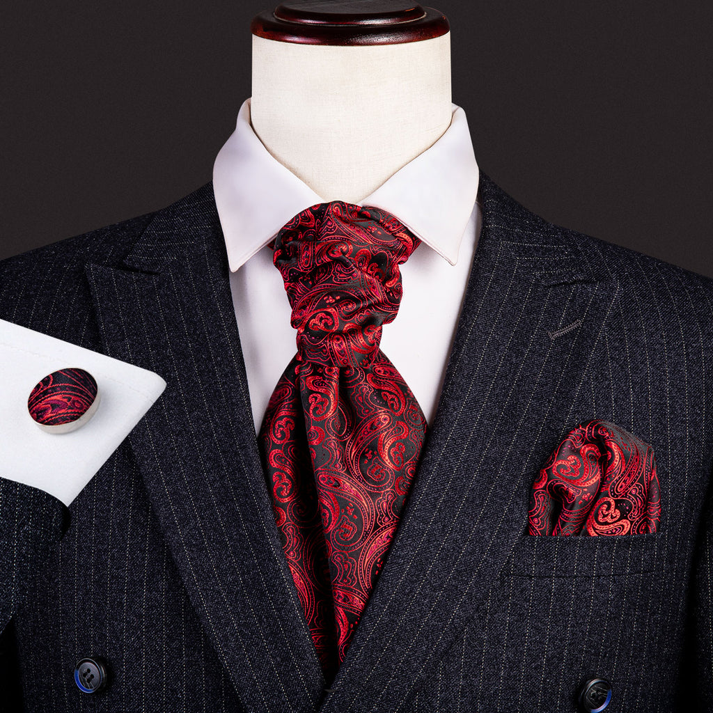 Red Paisley Ascot Set - GentCrest - View 2