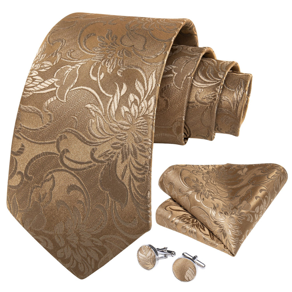 GentCrest Gold Floral Tie Hanky Cufflinks Set - Image 2