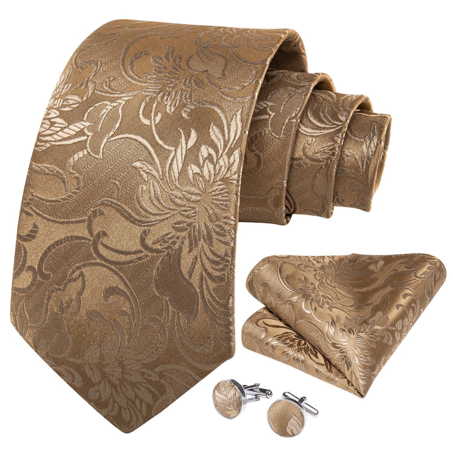 GentCrest Gold Floral Tie Hanky Cufflinks Set - Image 2