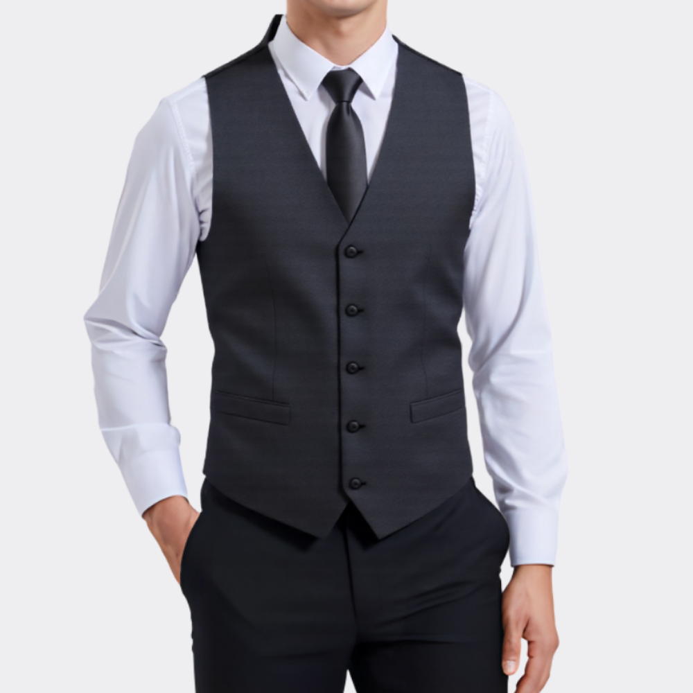 GentCrest Black Solid Vest Set - Image 1
