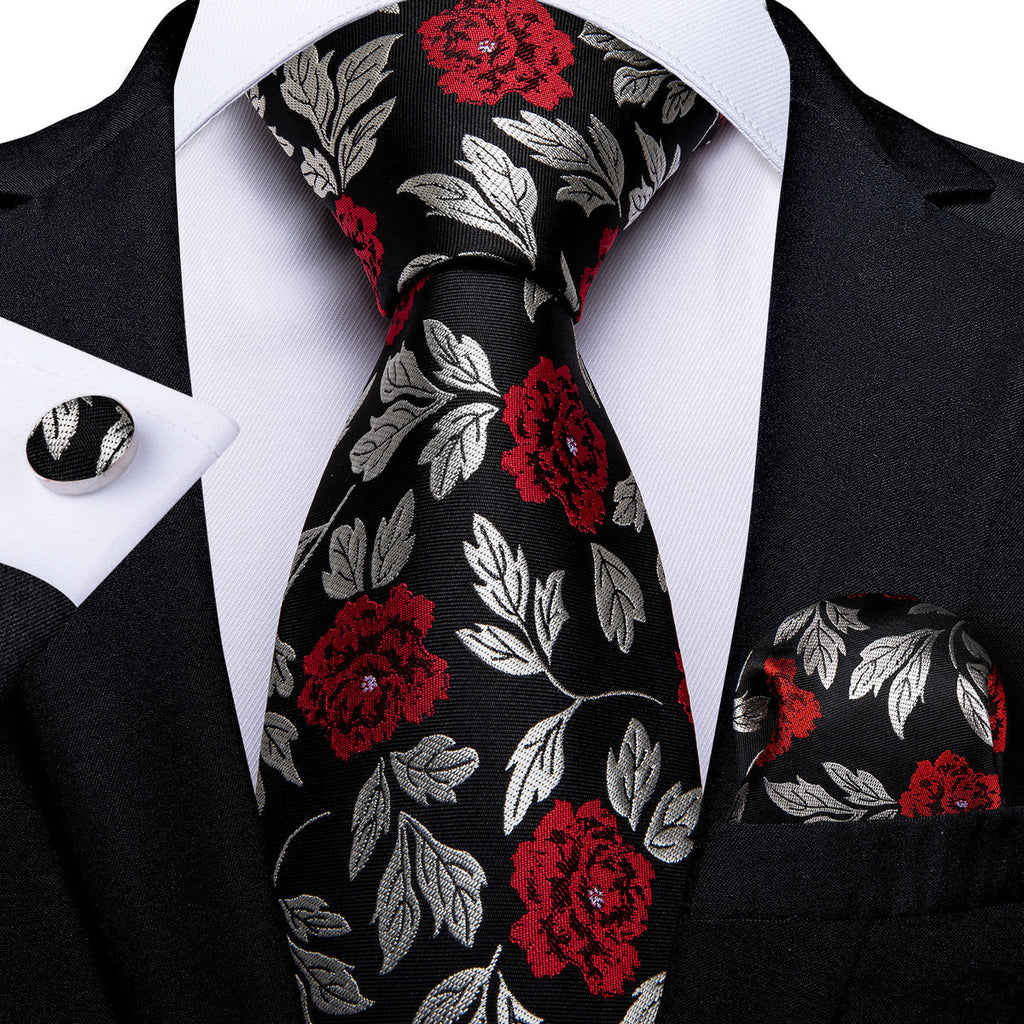 GentCrest Black Floral Tie Sets - Image 1